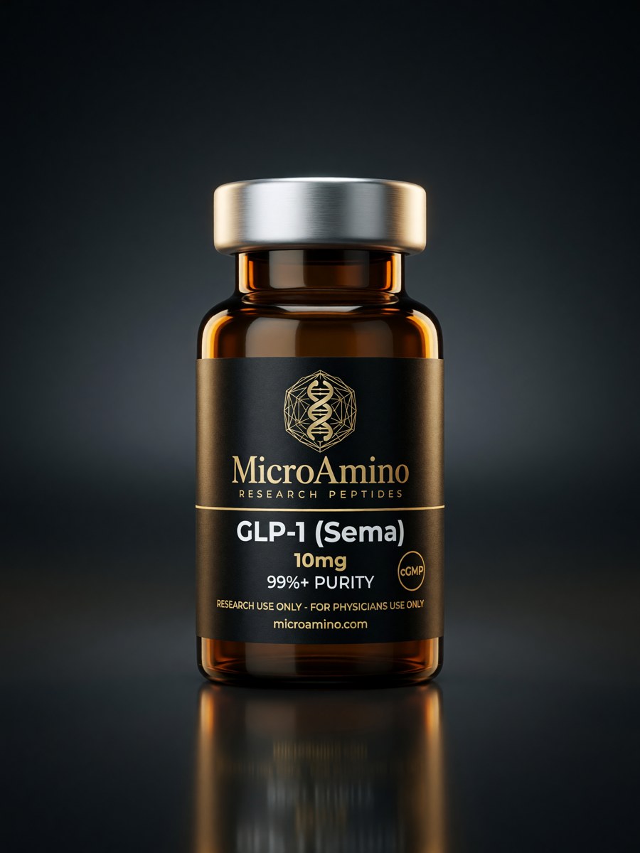 MicroAmino 10 mL amber-glass cGMP vial — GLP-1 (Sema), professional use, made in the USA